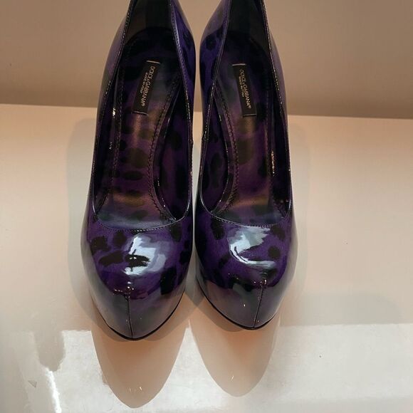 Dolce & Gabbana Purple Leopard Patent Pumps Size 38 RARE - Picture 2 of 9